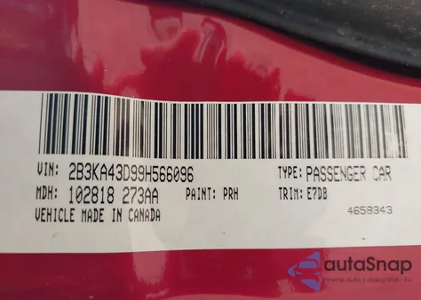 2009 Dodge Charger Se из США, поврежденный, VIN 2B3KA43D99H566096